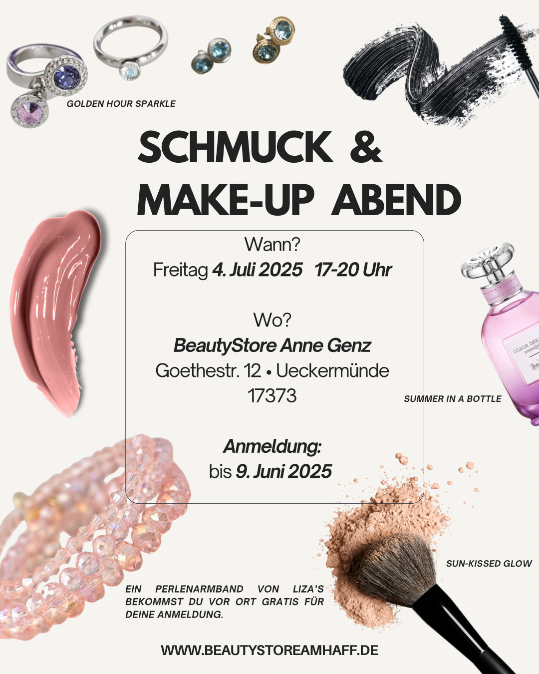 Beige Pink Aesthetic Elegant Make-up Beauty Cosmetics Instagram Post